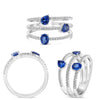 WIDE 1.20CT DIAMOND & AAA SAPPHIRE 14KT WHITE GOLD MULTI SHAPE 3 ROW FUN RING