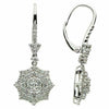 ESTATE 1.39CT DIAMOND 18KT WHITE GOLD 3D FLOWER SNOWFLAKE STAR HANGING EARRINGS