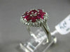 ESTATE LARGE 1.80CT DIAMOND & AAA RUBY 18KT WHITE GOLD 3D HALO FLOWER LOVE RING