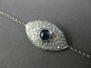 ESTATE WIDE .82CT DIAMOND & AAA SAPPHIRE 18K WHITE GOLD EVIL EYE LUCKY BRACELET