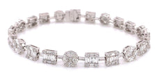 4.90CT DIAMOND 18KT WHITE GOLD MULTI SHAPE INVISIBLE BY THE YARD TENNIS BRACELET