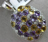 ESTATE LARGE 6.25CT DIAMOND & AAA AMETHYST & CITRINE 14K WHITE GOLD OVAL PENDANT