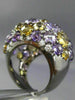 ESTATE MASSIVE 11.0CT DIAMOND & AAA MULTI COLOR GEM 14KT BLACK GOLD 3D FUN RING