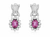 ESTATE 1.22CT DIAMOND & AAA PINK SAPPHIRE 14KT WHITE GOLD FLOWER HALO EARRINGS