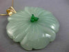 ESTATE EXTRA LARGE AAA JADE 14K YELLOW GOLD 3D HANDCRAFTED FLOWER PENDANT #26192