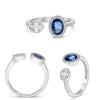 1.06CT DIAMOND & AAA SAPPHIRE 14KT WHITE GOLD OVAL SOLITAIRE HALO TENSION RING