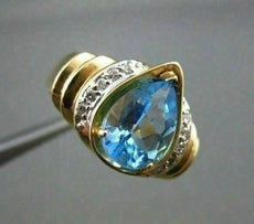 ESTATE WIDE 1.65CT DIAMOND & LONDON BLUE TOPAZ 14KT TWO TONE GOLD PEAR RING 1501