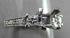 ESTATE .50CT DIAMOND 14KT WHITE GOLD 3 STONE SEMI MOUNT ENGAGEMENT RING #22429