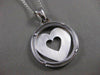 ESTATE LARGE 18K WHITE GOLD OPEN HEART CIRCLE PENDANT + DIAMOND CUT CHAIN #21253
