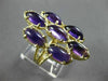ANTIQUE LARGE 10CT DIAMOND & AAA AMETHYST 14K YELLOW GOLD MULTI OVAL RING #26404