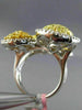 EXTRA LARGE 2.99CT WHITE & FANCY YELLOW DIAMOND 18KT TWO TONE GOLD COCKTAIL RING