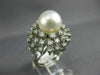 ANTIQUE LARGE 1.25CT DIAMOND & AAA SOUTH SEA PEARL 14KT WHITE GOLD 3D RING #848
