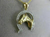 ESTATE .19CT DIAMOND 14KT WHITE & YELLOW GOLD HORSE SHOE LUCKY FLOATING PENDANT