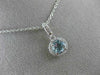 ESTATE .82CT DIAMOND & AAA AQUAMARINE 14K WHITE GOLD ROUND HALO FLOATING PENDANT