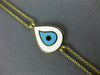 ESTATE .11CT DIAMOND WHITE & BLUE ENAMEL 18K YELLOW GOLD EVIL EYE LUCKY BRACELET