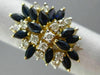 ESTATE LARGE 3.56CT DIAMOND & AAA SAPPHIRE 14KT YELLOW GOLD FLOWER COCKTAIL RING