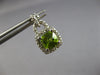 2.02CT DIAMOND & AAA PERIDOT 14KT WHITE GOLD 3D CUSHION & ROUND HANGING EARRINGS