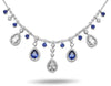 9.18CT DIAMOND & AAA SAPPHIRE 14KT WHITE GOLD 3D CHANDELIER TEAR DROP NECKLACE