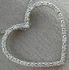 ESTATE .28CT DIAMOND 14K WHITE GOLD 3D OPEN HEART ETERNITY LOVE PENDANT W/ CHAIN
