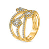 LARGE 1.07CT DIAMOND 14KT YELLOW GOLD MULTI SHAPE SOLITAIRE CRISS CROSS FUN RING
