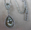 ESTATE 1.83CTW DIAMOND GREEN AMETHYST 14K WHITE GOLD HANGING HALO PENDANT #33582