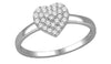 ESTATE .25CT DIAMOND 14KT WHITE GOLD CLASSIC HEART SHAPED CLUSTER PAVE FUN RING