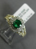 ESTATE WIDE 2.4CT DIAMOND & AAA COLOMBIAN EMERALD 14K WHITE GOLD ENGAGEMENT RING