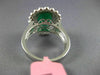 ESTATE LARGE 3.56CT DIAMOND & AAA EMERALD 18KT WHITE GOLD FLOWER ENGAGEMENT RING