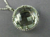 ESTATE EXTRA LARGE 1.13CT DIAMOND & GREEN AMETHYST 14KT WHITE GOLD HALO PENDANT