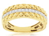 WIDE .23CT DIAMOND 14K 2 TONE GOLD MULTI ROW GEOMETRIAL WEDDING ANNIVERSARY RING