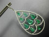 LARGE 9.11CT DIAMONDS & AAA EMERALD 18K WHITE GOLD 3D TEAR DROP HANGING EARRINGS