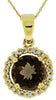 ESTATE 1.08CT DIAMOND & AAA SMOKEY TOPAZ 14KT YELLOW GOLD 3D ROUND HALO PENDANT