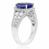 ESTATE WIDE 5.29CT DIAMOND & AAA TANZANITE 14KT WHITE GOLD HALO ENGAGEMENT RING