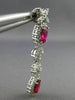 ESTATE LARGE CERTIFIED 4.77CT DIAMOND & RUBY 18KT WHITE GOLD FLORAL EARRINGS E/F