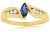 ESTATE .41CT DIAMOND & AAA TANZANITE 14KT YELLOW GOLD SEMI BEZEL ENGAGEMENT RING