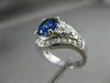 ANTIQUE WIDE 2.19CT DIAMOND & AAA SAPPHIRE 14K WHITE GOLD ENGAGEMENT RING #18361