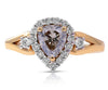 1.42CT WHITE & CHOCOLATE FANCY DIAMOND 18KT ROSE GOLD 3D PEAR SHAPE & ROUND RING