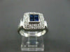 ESTATE WIDE .82CT DIAMOND & AAA SAPPHIRE 14KT WHITE GOLD 3D SQUARE RING #19474