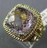 ESTATE LARGE 10.93CT DIAMOND & AAA AMETHYST 14KT YELLOW GOLD ROPE FILIGREE RING