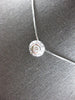 ESTATE .55CT DIAMOND 14K WHITE GOLD SOLITAIRE HALO BEZEL FLOATING PENDANT #27959