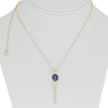 2.97CT DIAMOND & AAA SAPPHIRE 14K YELLOW GOLD OVAL BEZEL SOLITAIRE LOVE NECKLACE