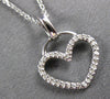 ESTATE .10CT DIAMOND 14KT WHITE GOLD 3D CLASSIC OPEN HEART LOVE FLOATING PENDANT