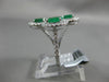 ESTATE 2.93CT DIAMOND & AAA EMERALD 14KT WHITE GOLD 3D OVAL 3 STONE TENSION RING