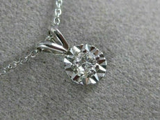 ANTIQUE .07CT OLD MINE DIAMOND 14K WHITE GOLD 3D CLASSIC SOLITARE PENDANT #21936
