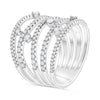 LARGE 1.0CT DIAMOND 14KT WHITE GOLD ROUND MULTI ROW ETOILE FUN ANNIVERSARY RING