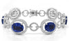 LARGE 24.75CT DIAMOND & AAA SAPPHIRE 18K WHITE GOLD OVAL & ROUND TENNIS BRACELET