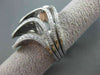 ESTATE MASSIVE 1.08CT DIAMOND 18KT WHITE GOLD 3D MULTI ROW COCKTAIL FUN RING