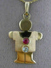 ESTATE LARGE .50CT AQUAMARINE & RUBY 14KT YELLOW GOLD 3D BABY BOY PENDANT #25193