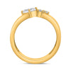 WIDE .69CT DIAMOND 14KT YELLOW GOLD 3D CUSHION & ROUND 7 STONE TENSION LOVE RING