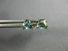 ESTATE .90CT AAA AQUAMARINE 14KT YELLOW GOLD 3D TRILLION STUD EARRINGS #25206